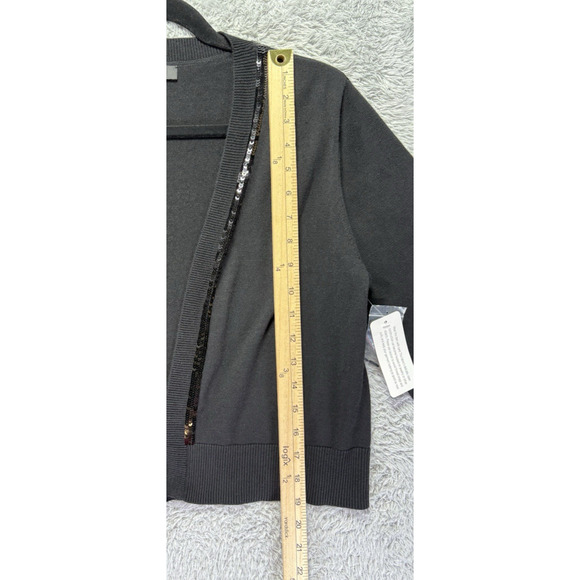 Jason Wu Large Black Cropped Open Front Sequin Cardigan Sweater Classic‎ NWT - Picture 6 of 13